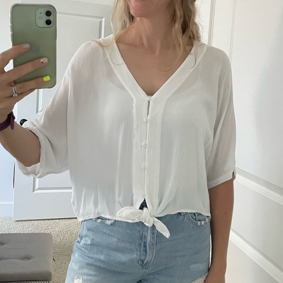 Express Tie Front Flowy Shirt Sz. S - Picture 1 of 6